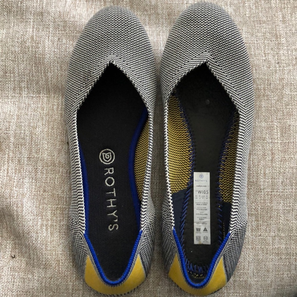 Rothy’s Round Toe Flat- Gray and yellow